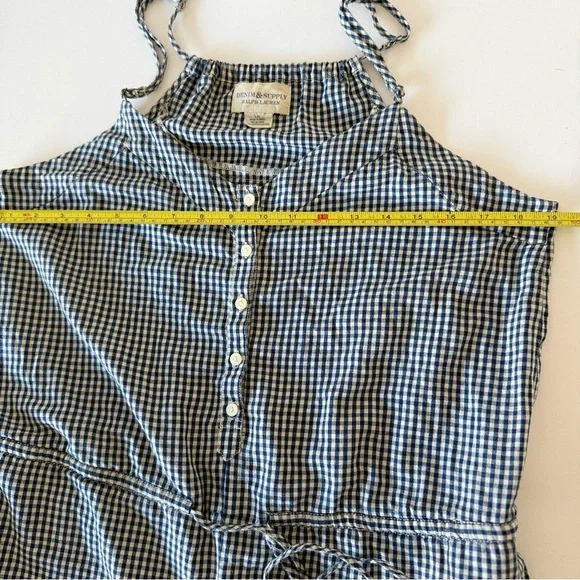 Denim & Supply Ralph Lauren Romper Women’s L Blue Gingham Plaid 100% Cotton